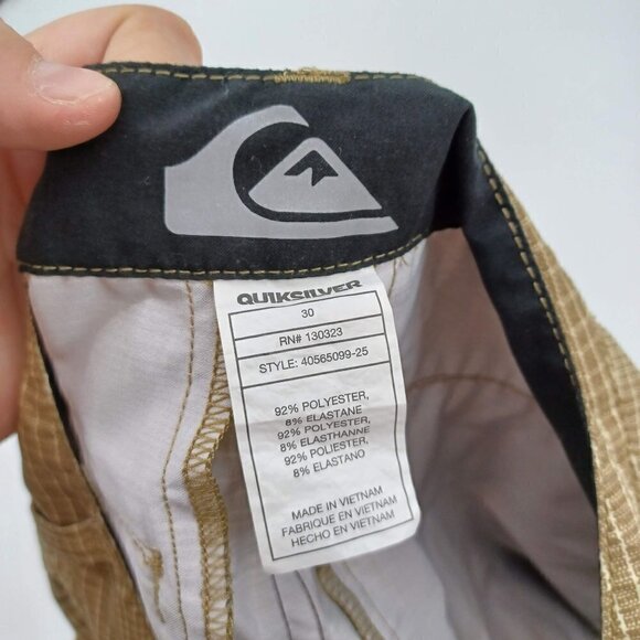Quiksilver Tan & White Printed Hybrid Bermuda Shorts Men's 30 Mid Rise Summer - Picture 5 of 9